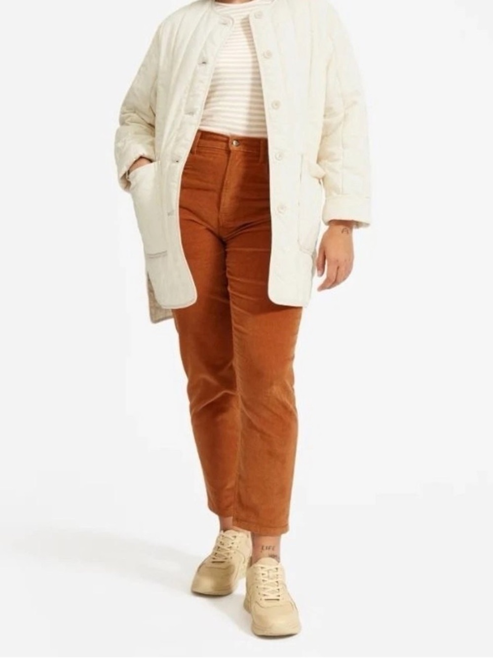 Everlane Baby Corduroy Cheek Crop Burnt Orange High Rise Pants